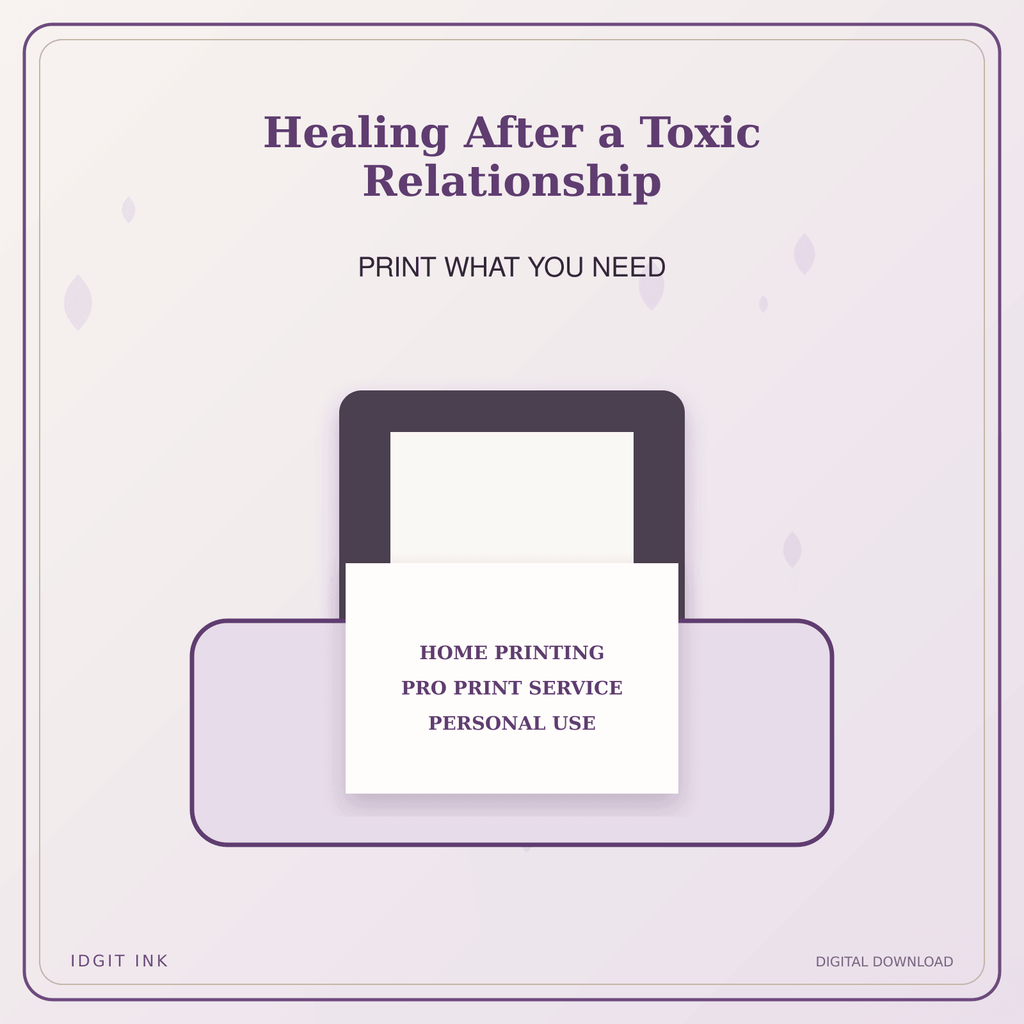 Idgit Ink Healing After a Toxic Relationship deluxe journal and planner bundle — home and professional printing information
