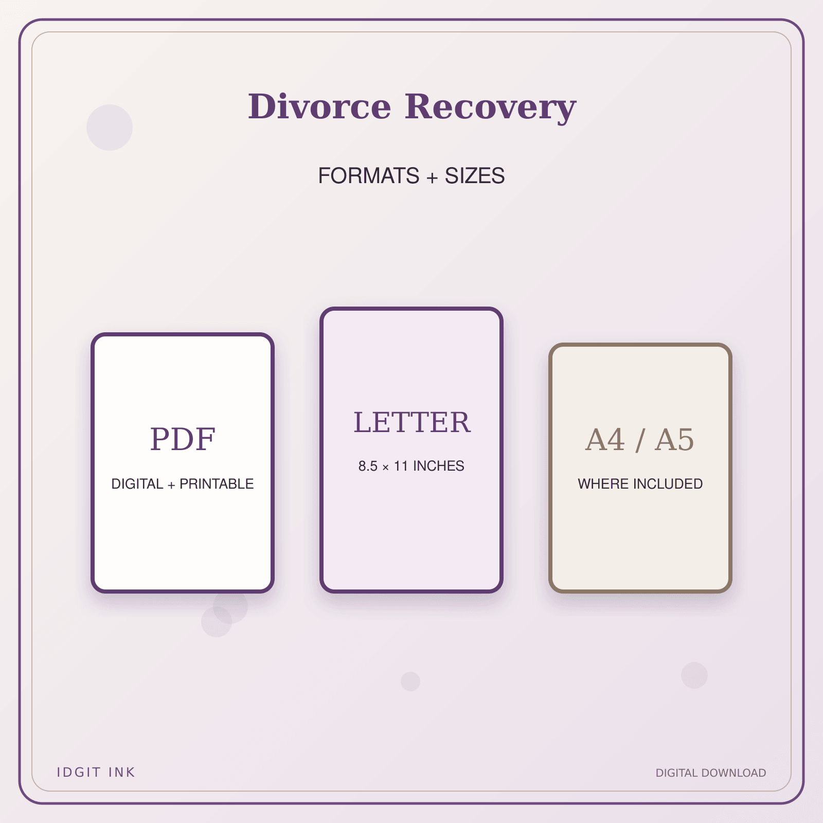 Idgit Ink Divorce Recovery deluxe journal and planner bundle — digital formats and available page sizes