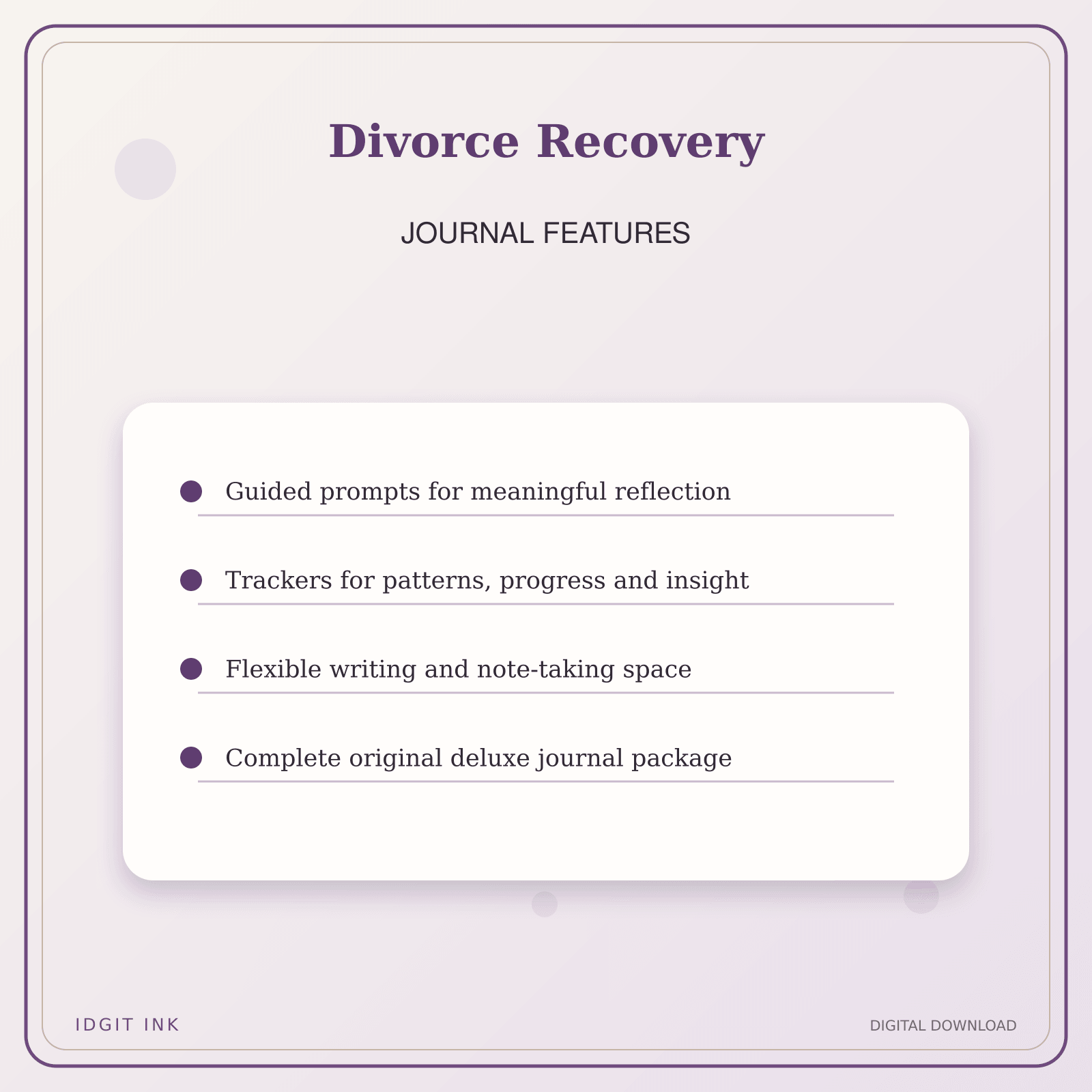 Idgit Ink Divorce Recovery deluxe journal and planner bundle — journal prompts and reflection features