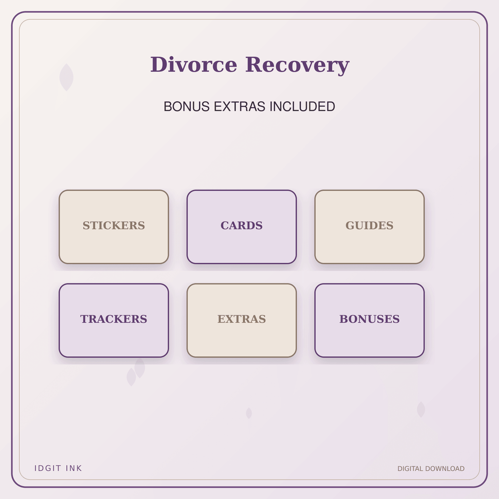 Idgit Ink Divorce Recovery deluxe journal and planner bundle — included digital stickers and cards