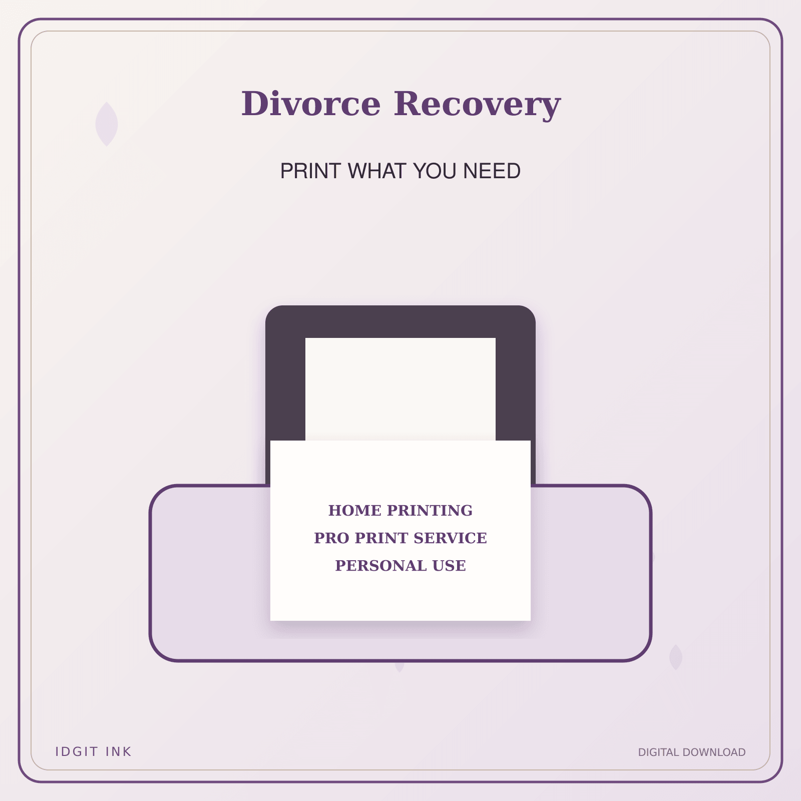 Idgit Ink Divorce Recovery deluxe journal and planner bundle — home and professional printing information