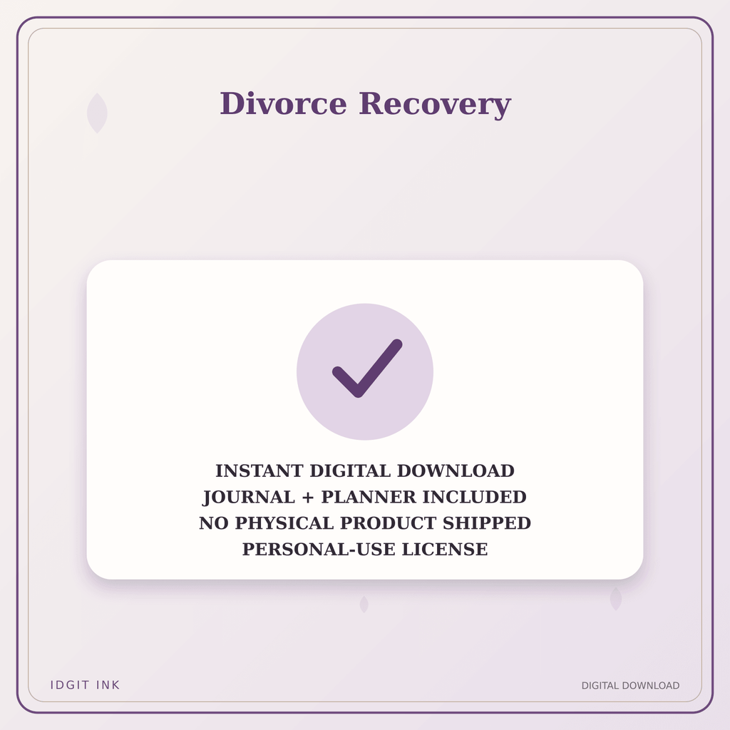 Idgit Ink Divorce Recovery deluxe journal and planner bundle — instant download and no physical product notice
