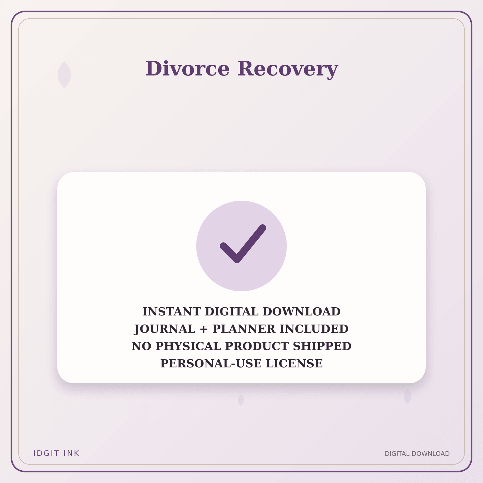 Idgit Ink Divorce Recovery deluxe journal and planner bundle — instant download and no physical product notice