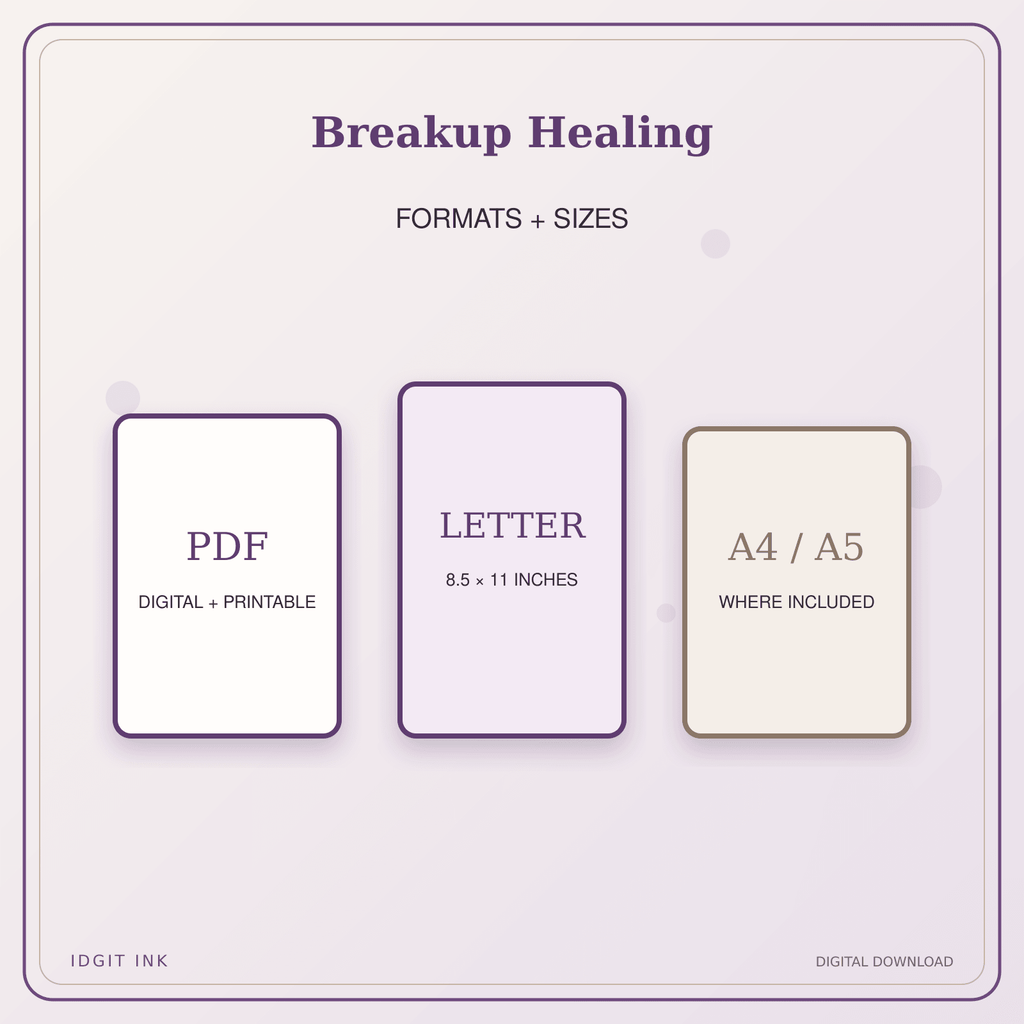 Idgit Ink Breakup Healing deluxe journal and planner bundle — digital formats and available page sizes