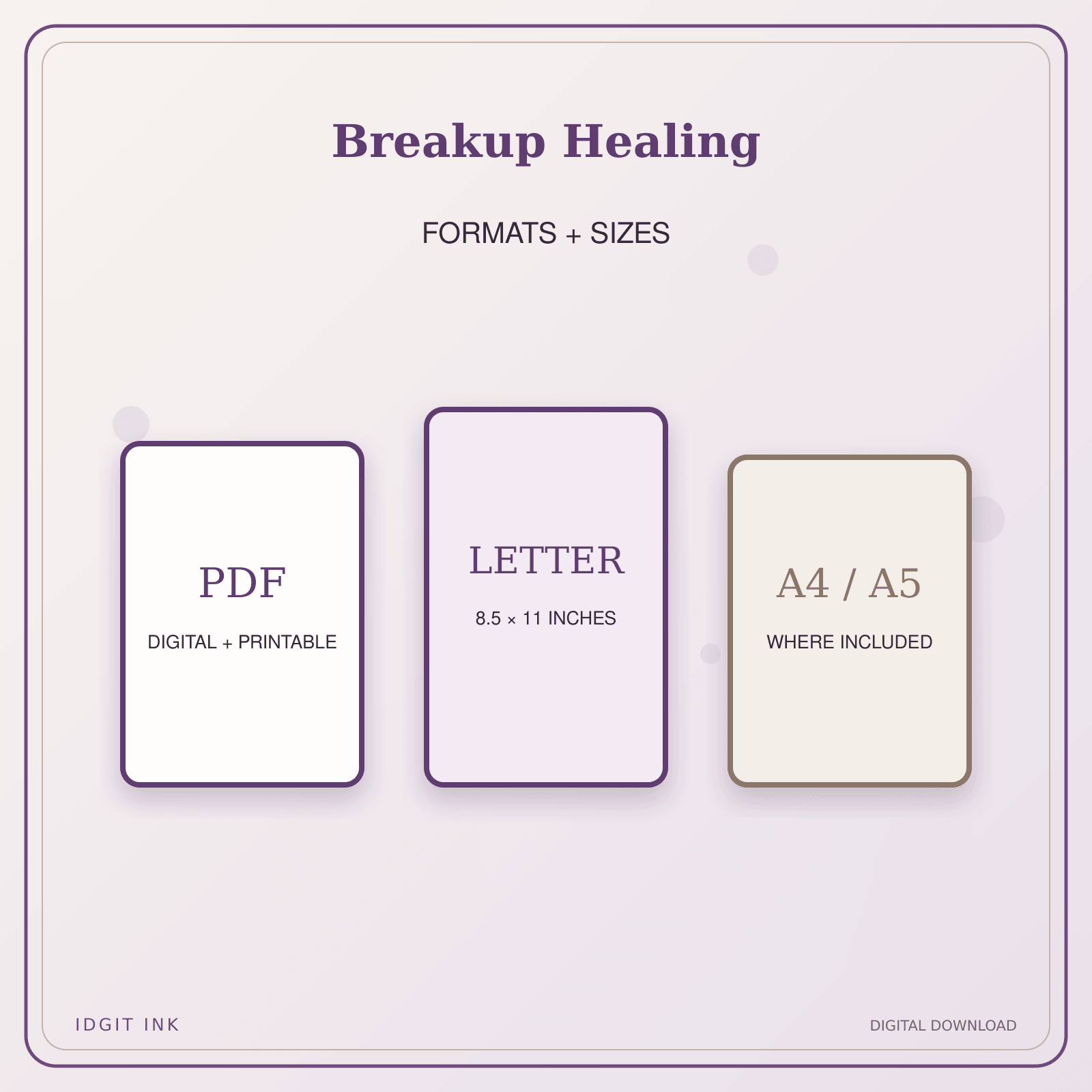 Idgit Ink Breakup Healing deluxe journal and planner bundle — digital formats and available page sizes