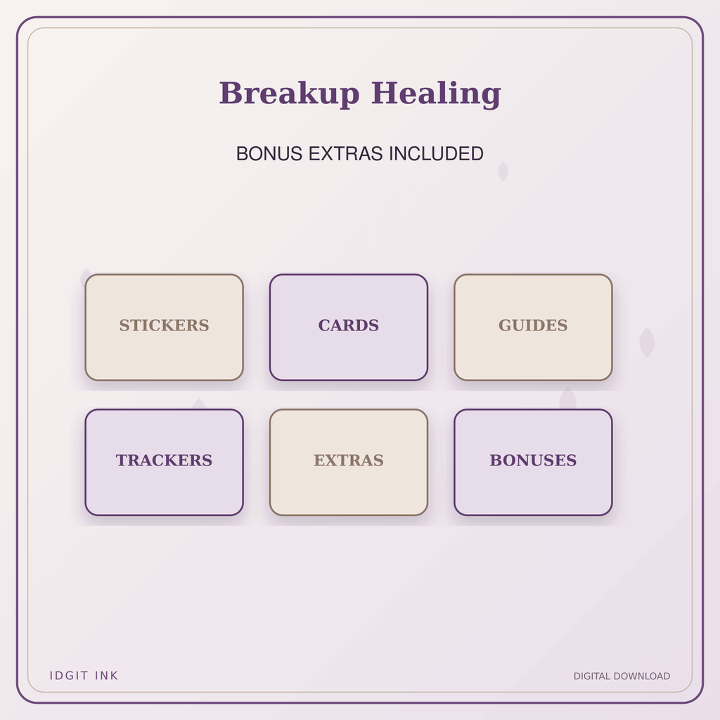 Idgit Ink Breakup Healing deluxe journal and planner bundle — included digital stickers and cards