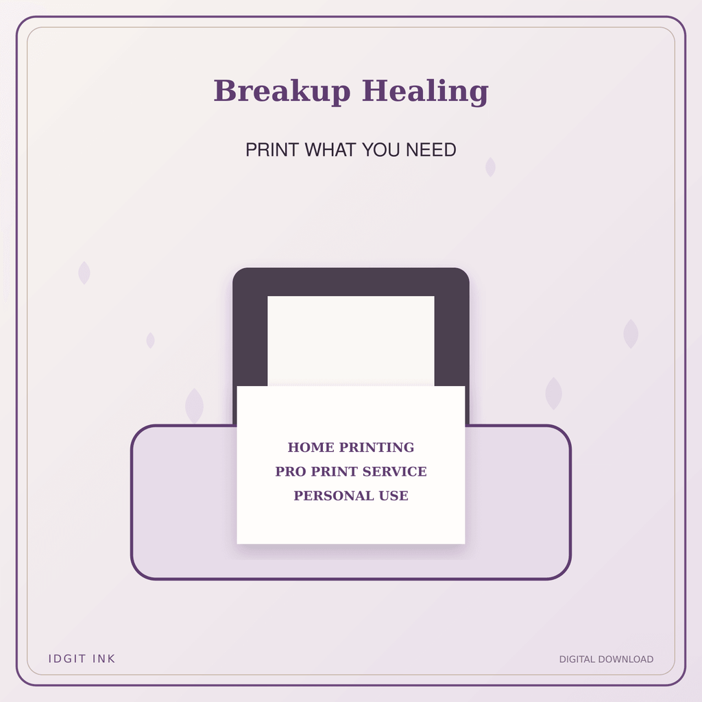 Idgit Ink Breakup Healing deluxe journal and planner bundle — home and professional printing information