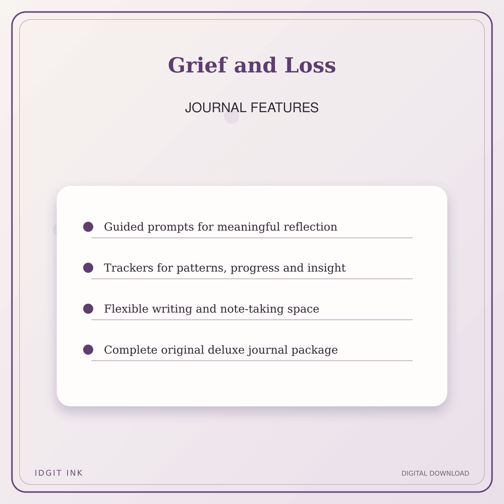 Idgit Ink Grief and Loss deluxe journal and planner bundle — journal prompts and reflection features
