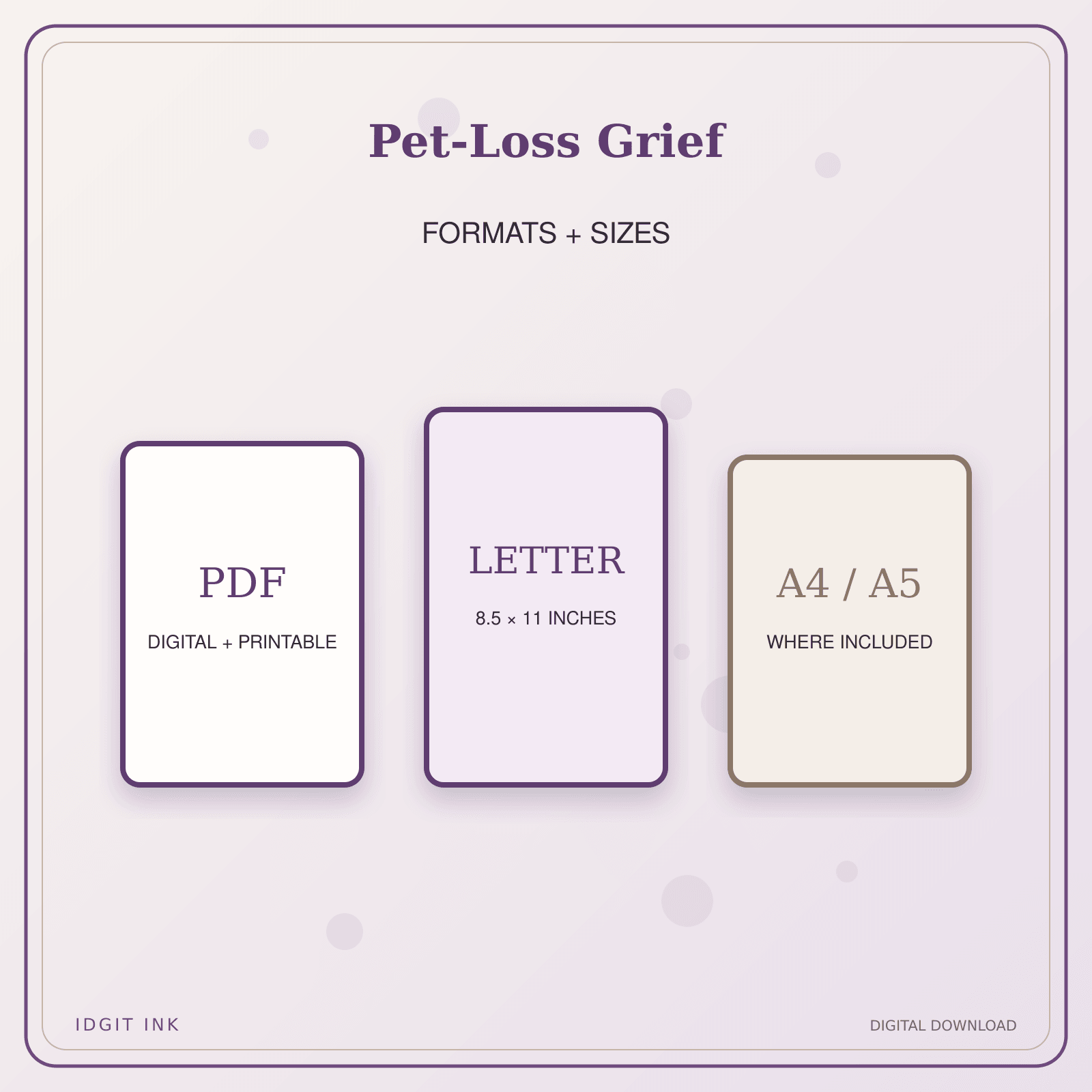Idgit Ink Pet-Loss Grief deluxe journal and planner bundle — digital formats and available page sizes