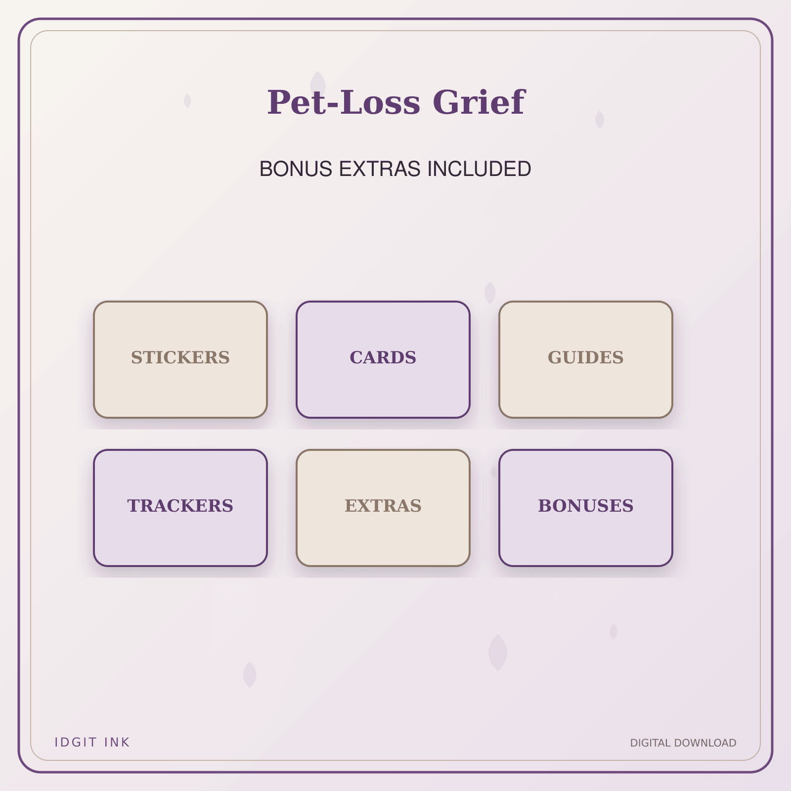 Idgit Ink Pet-Loss Grief deluxe journal and planner bundle — included digital stickers and cards