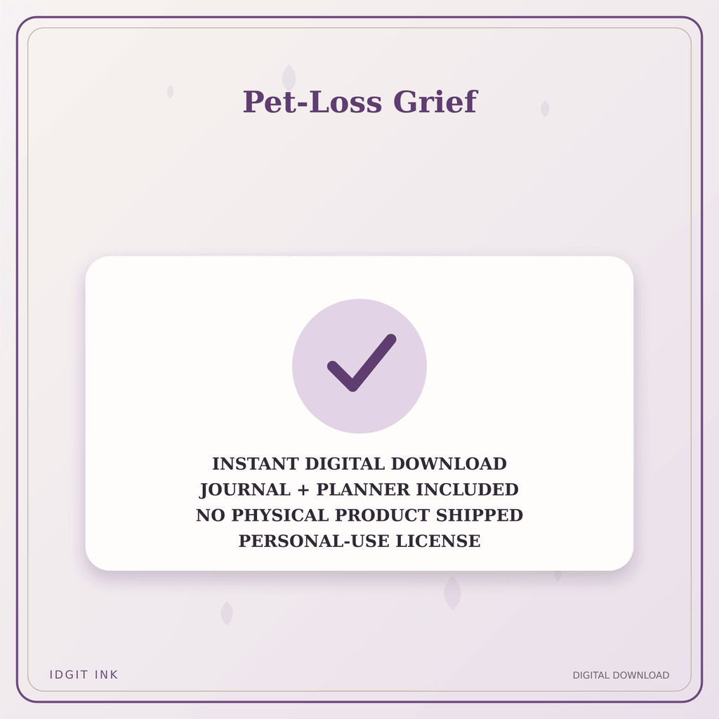 Idgit Ink Pet-Loss Grief deluxe journal and planner bundle — instant download and no physical product notice