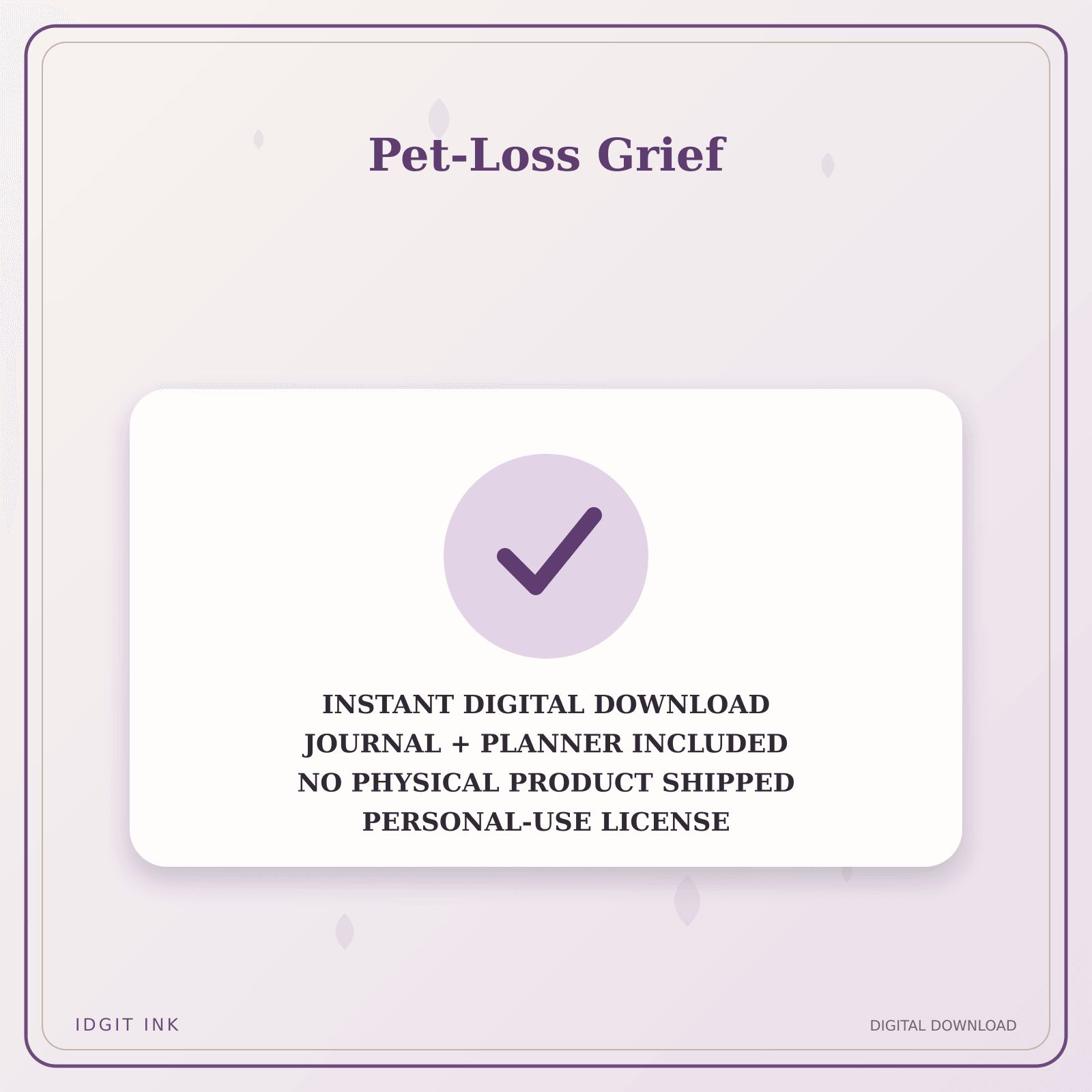 Idgit Ink Pet-Loss Grief deluxe journal and planner bundle — instant download and no physical product notice