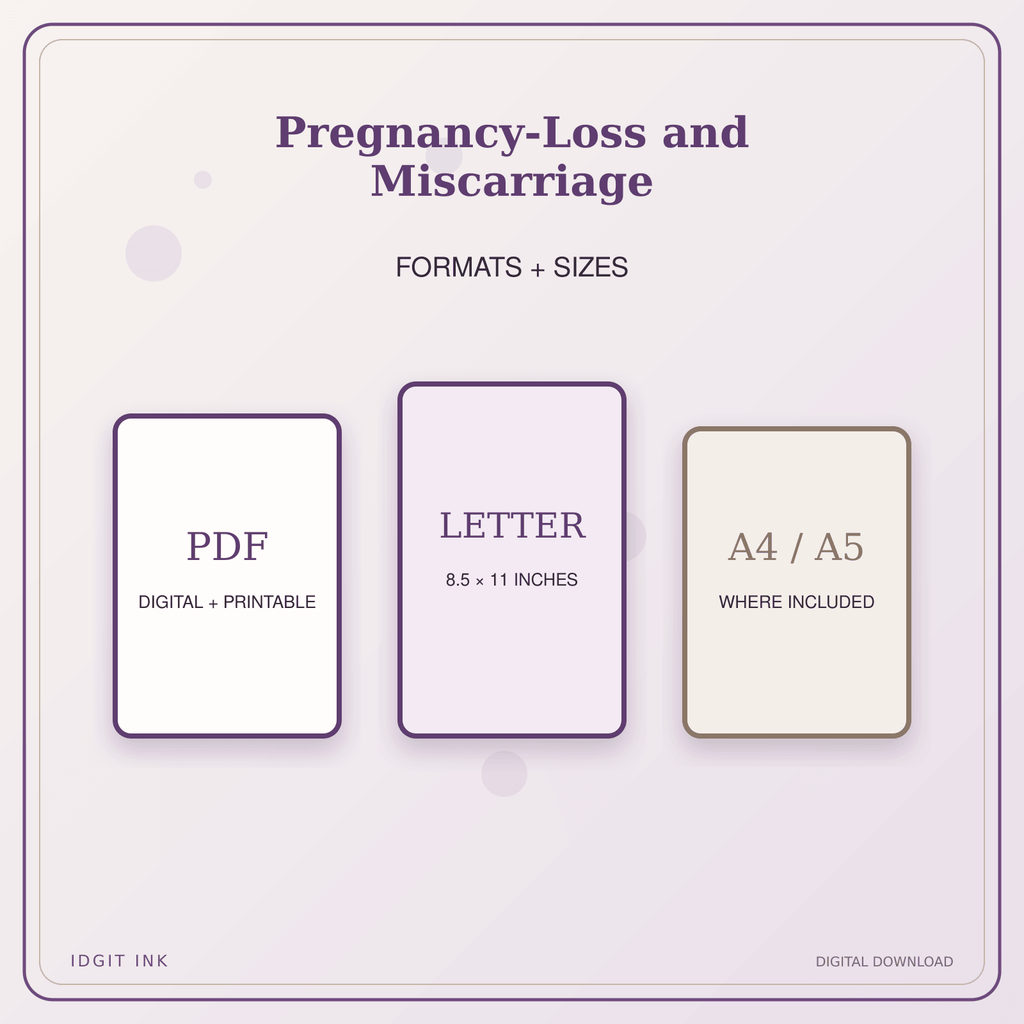 Idgit Ink Pregnancy-Loss and Miscarriage deluxe journal and planner bundle — digital formats and available page sizes