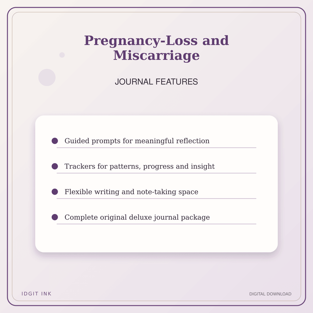 Idgit Ink Pregnancy-Loss and Miscarriage deluxe journal and planner bundle — journal prompts and reflection features