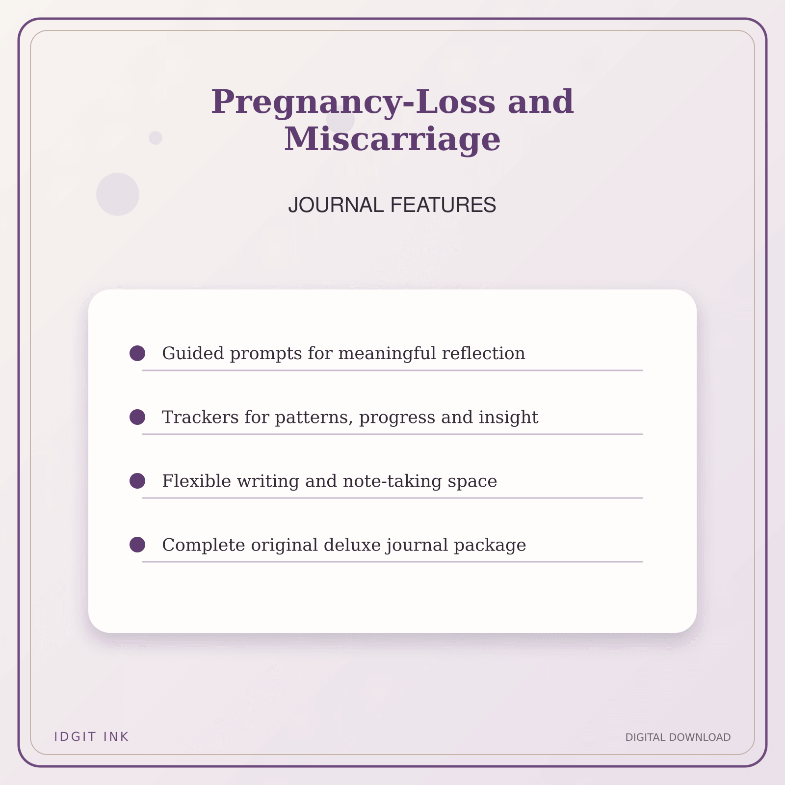 Idgit Ink Pregnancy-Loss and Miscarriage deluxe journal and planner bundle — journal prompts and reflection features