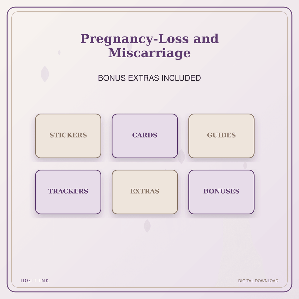 Idgit Ink Pregnancy-Loss and Miscarriage deluxe journal and planner bundle — included digital stickers and cards