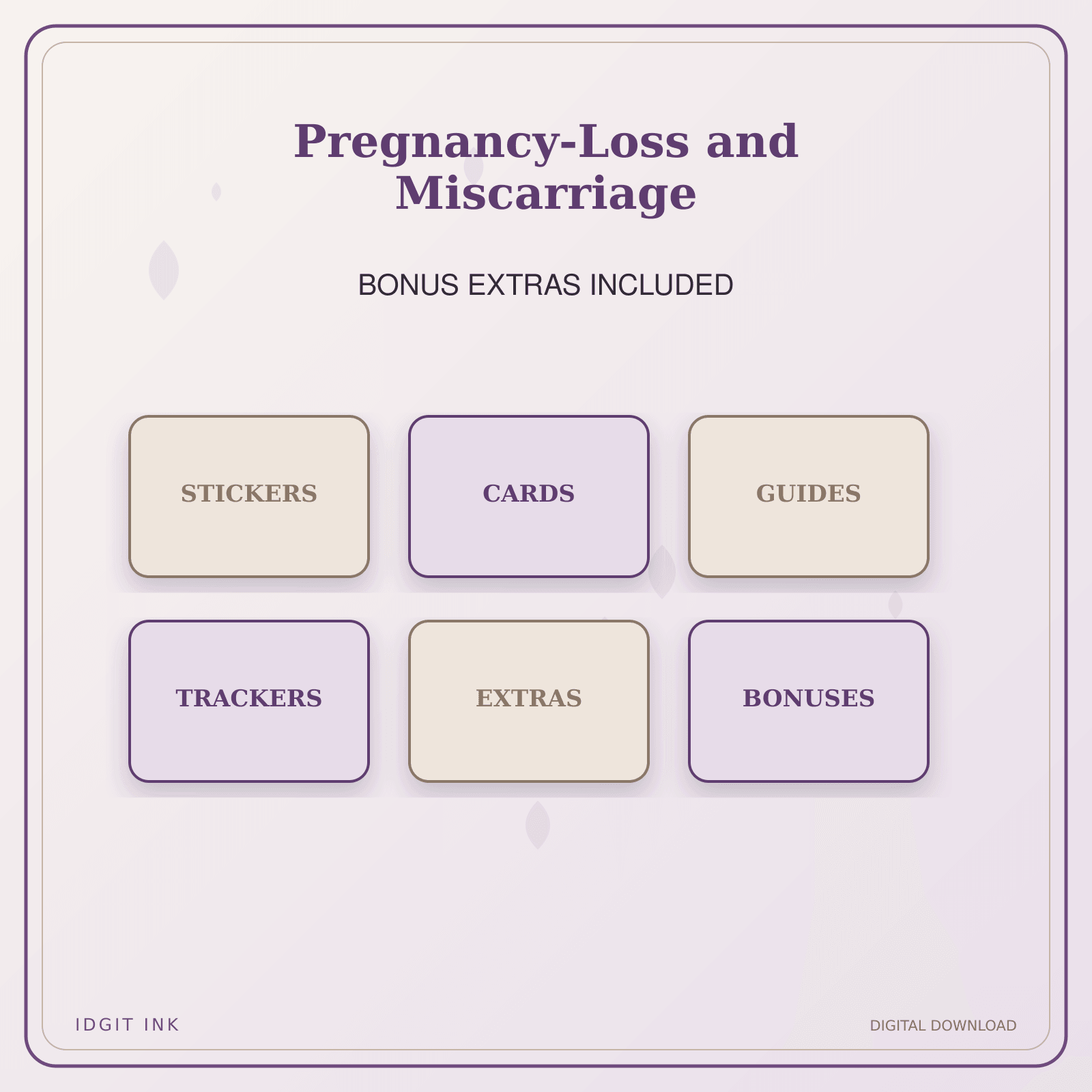Idgit Ink Pregnancy-Loss and Miscarriage deluxe journal and planner bundle — included digital stickers and cards