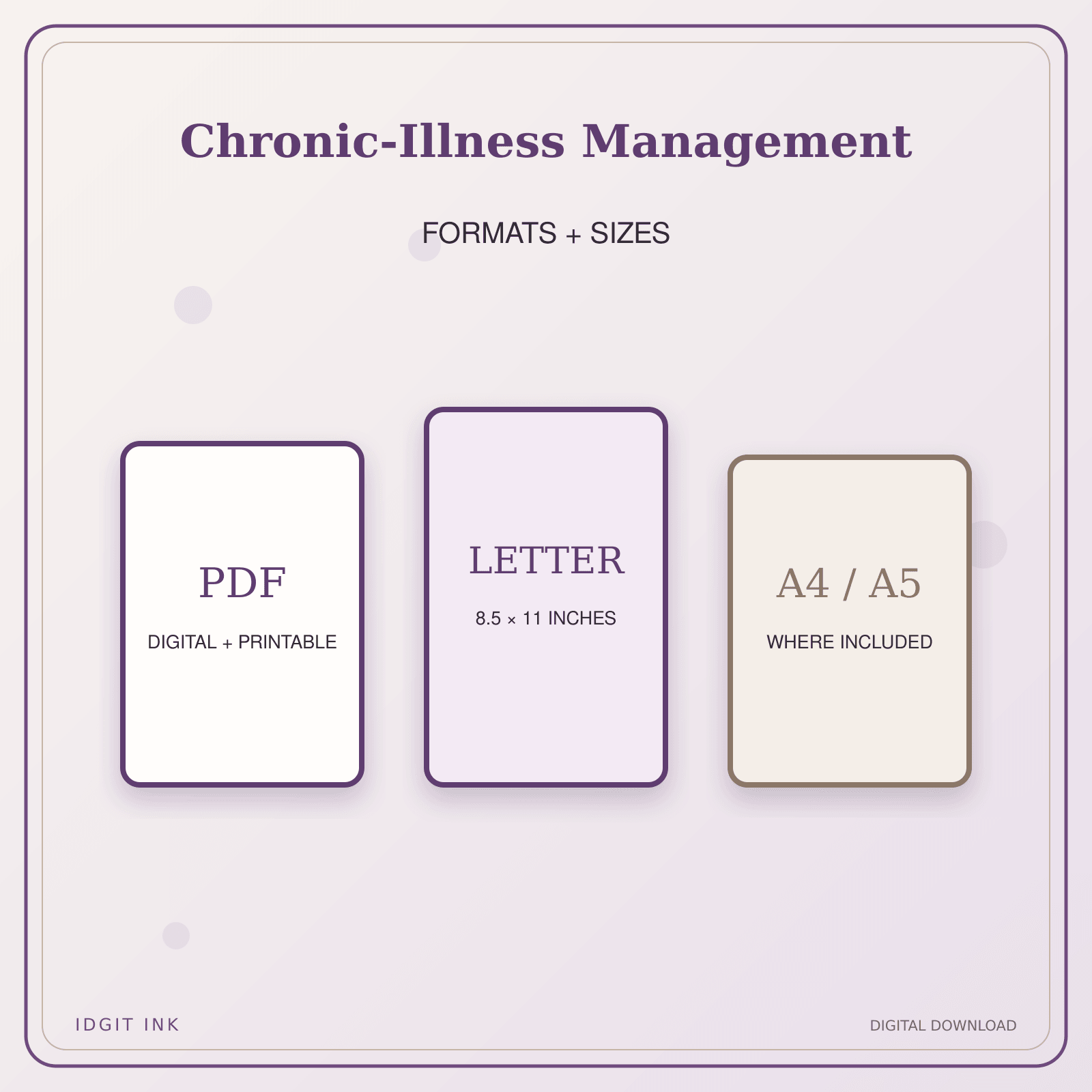 Idgit Ink Chronic-Illness Management deluxe journal and planner bundle — digital formats and available page sizes