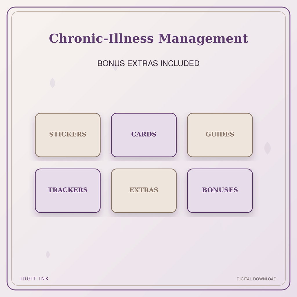 Idgit Ink Chronic-Illness Management deluxe journal and planner bundle — included digital stickers and cards