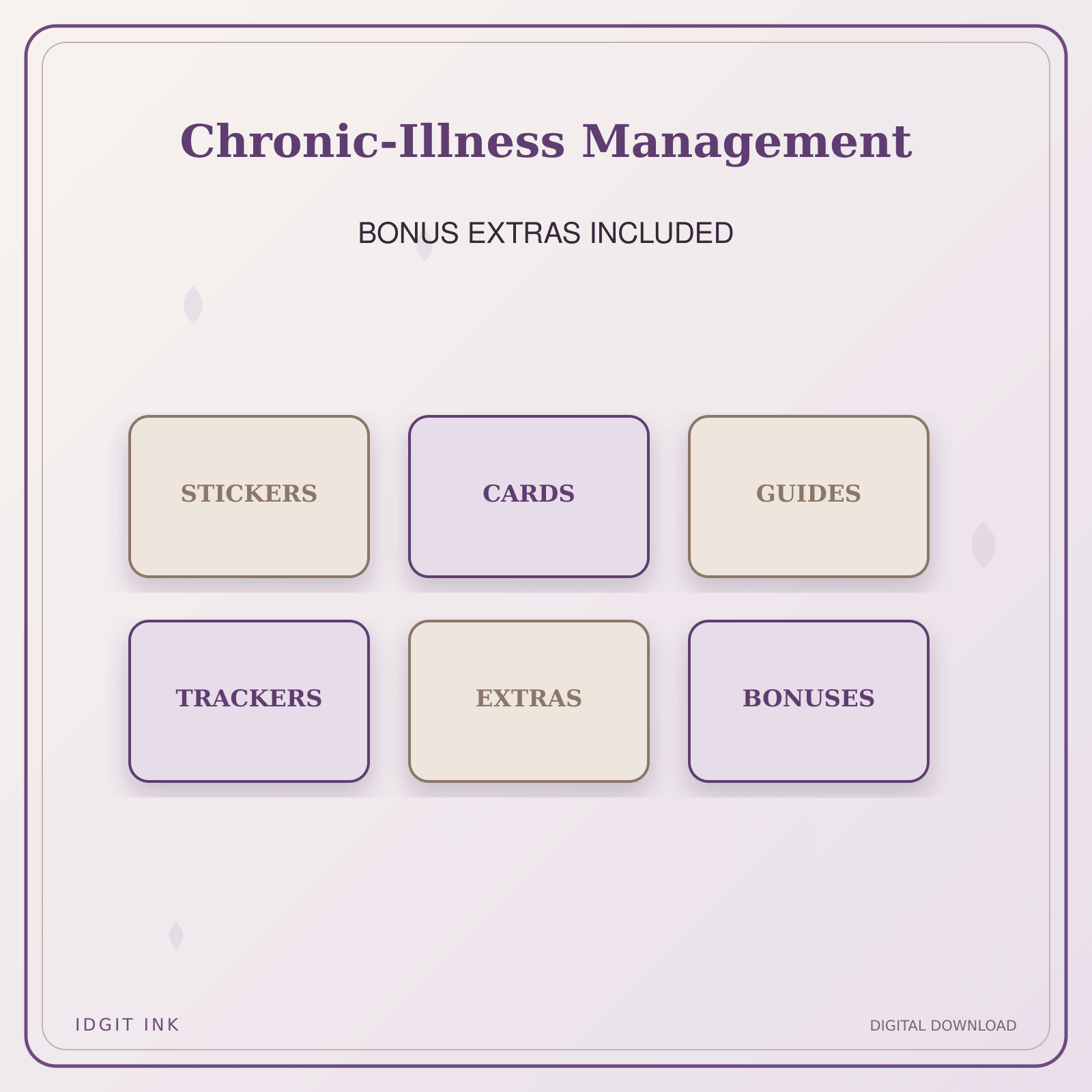 Idgit Ink Chronic-Illness Management deluxe journal and planner bundle — included digital stickers and cards