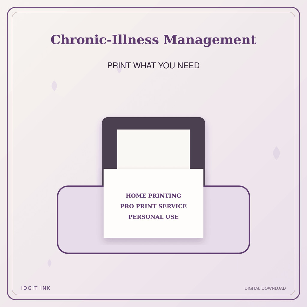 Idgit Ink Chronic-Illness Management deluxe journal and planner bundle — home and professional printing information