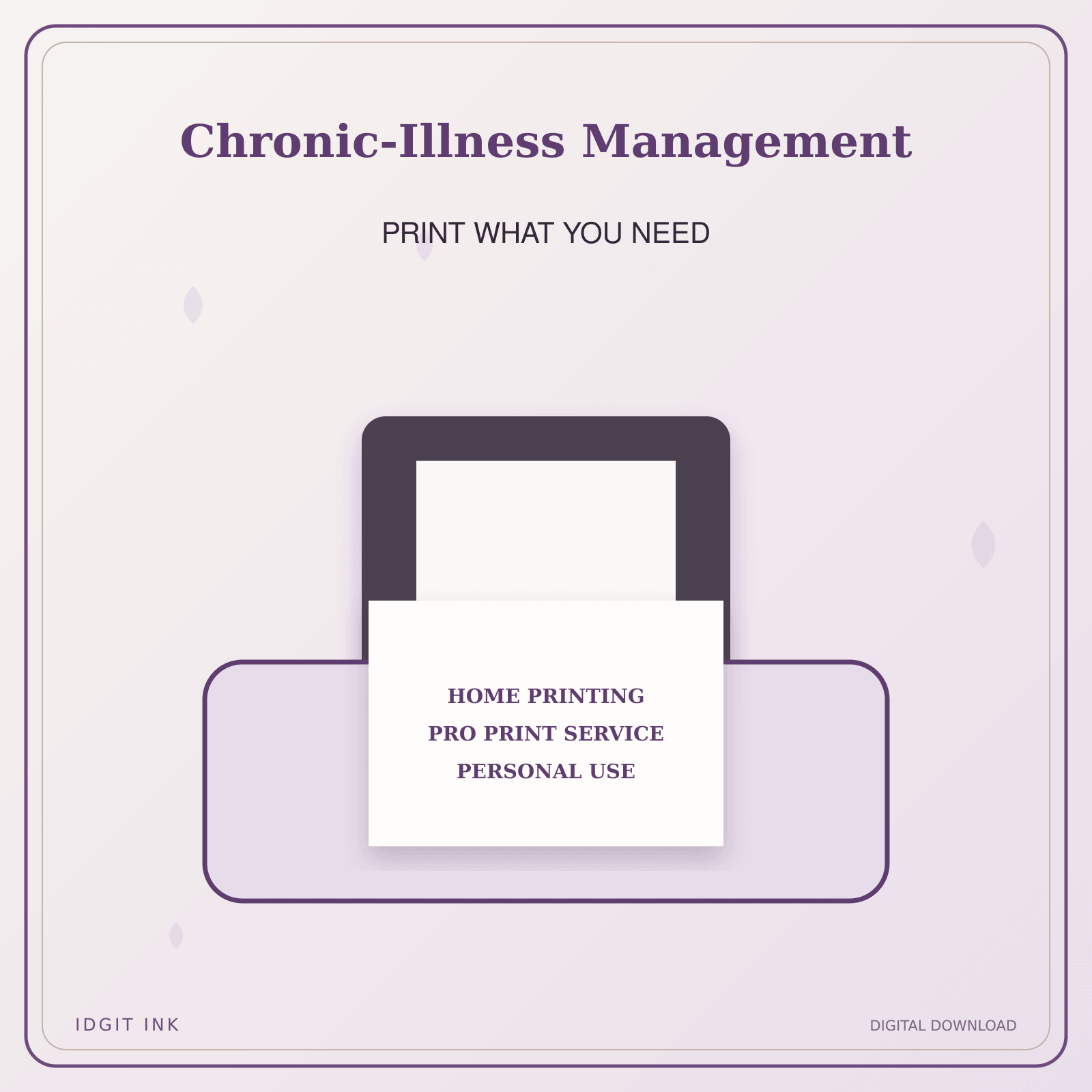Idgit Ink Chronic-Illness Management deluxe journal and planner bundle — home and professional printing information