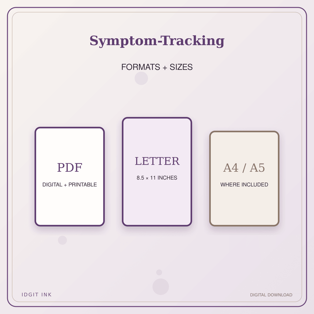 Idgit Ink Symptom-Tracking deluxe journal and planner bundle — digital formats and available page sizes