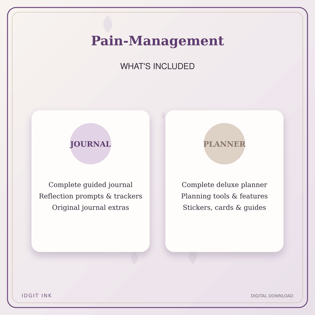 Idgit Ink Pain-Management deluxe journal and planner bundle — complete journal and planner bundle contents