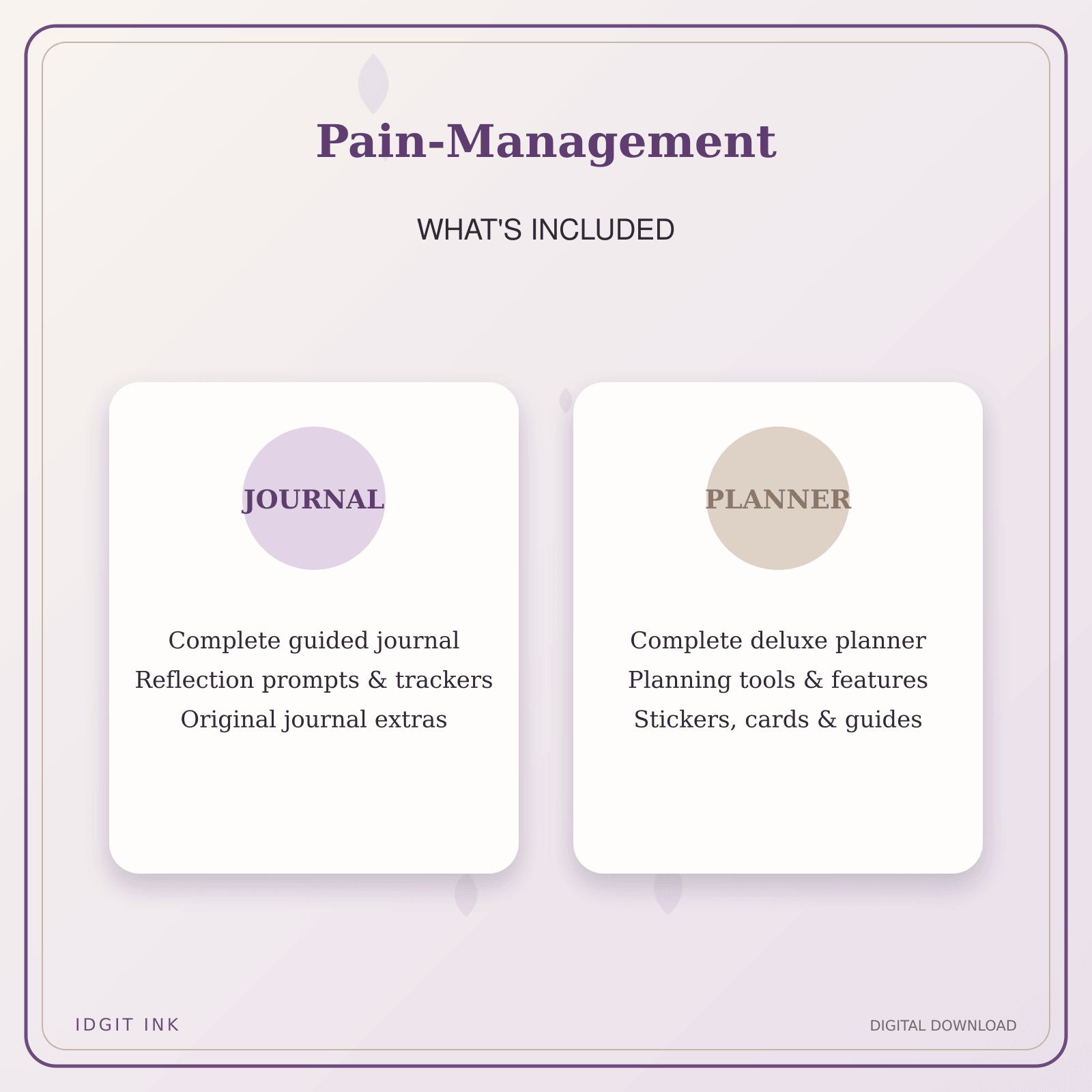 Idgit Ink Pain-Management deluxe journal and planner bundle — complete journal and planner bundle contents