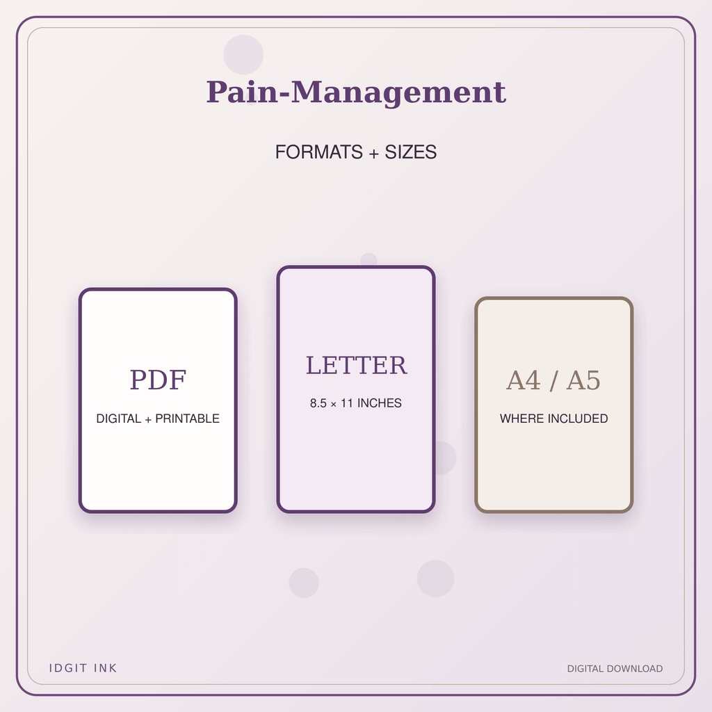 Idgit Ink Pain-Management deluxe journal and planner bundle — digital formats and available page sizes