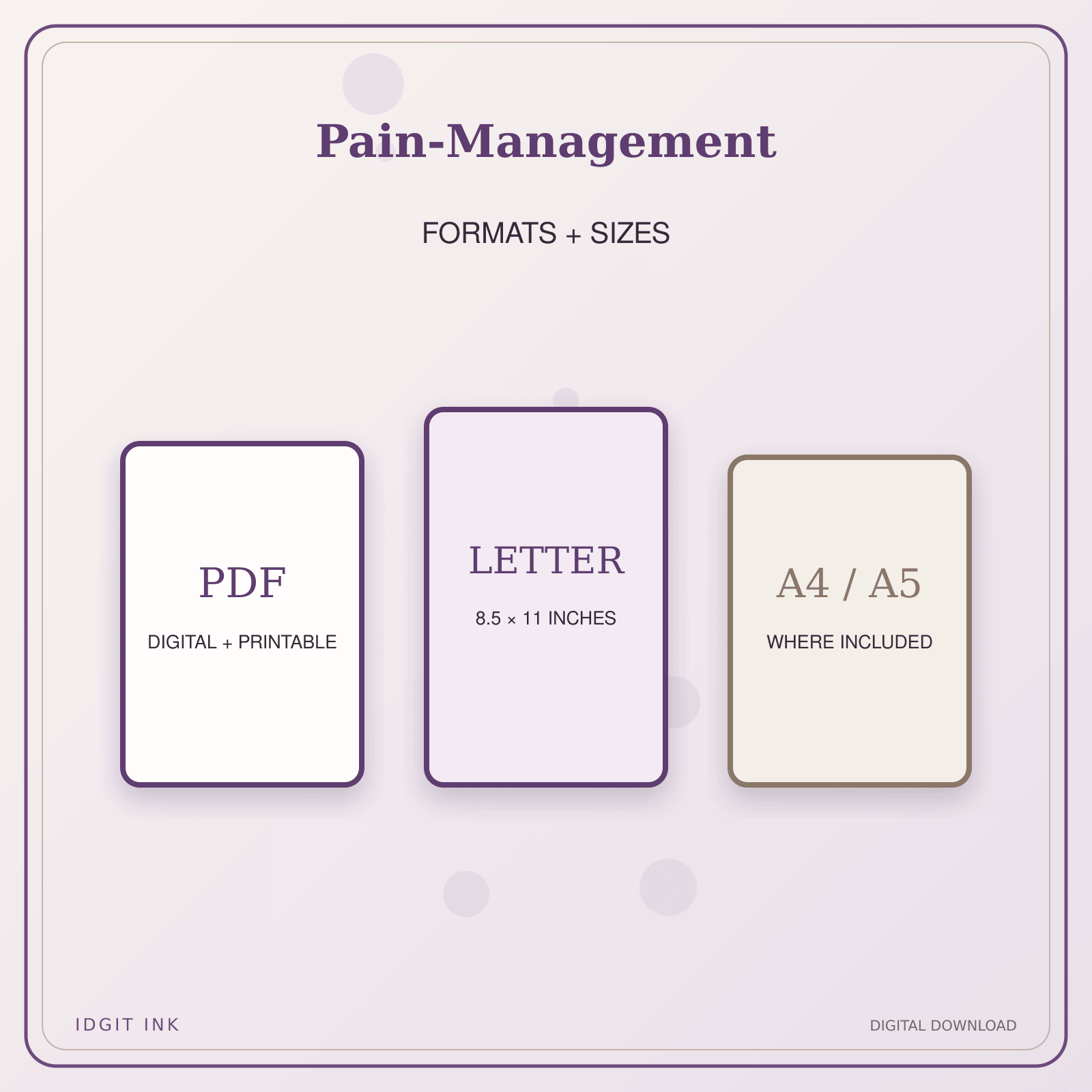 Idgit Ink Pain-Management deluxe journal and planner bundle — digital formats and available page sizes