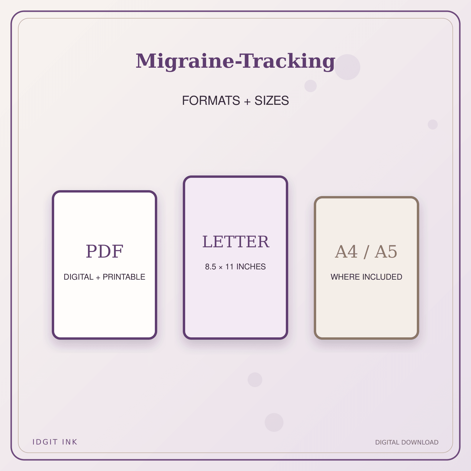 Idgit Ink Migraine-Tracking deluxe journal and planner bundle — digital formats and available page sizes