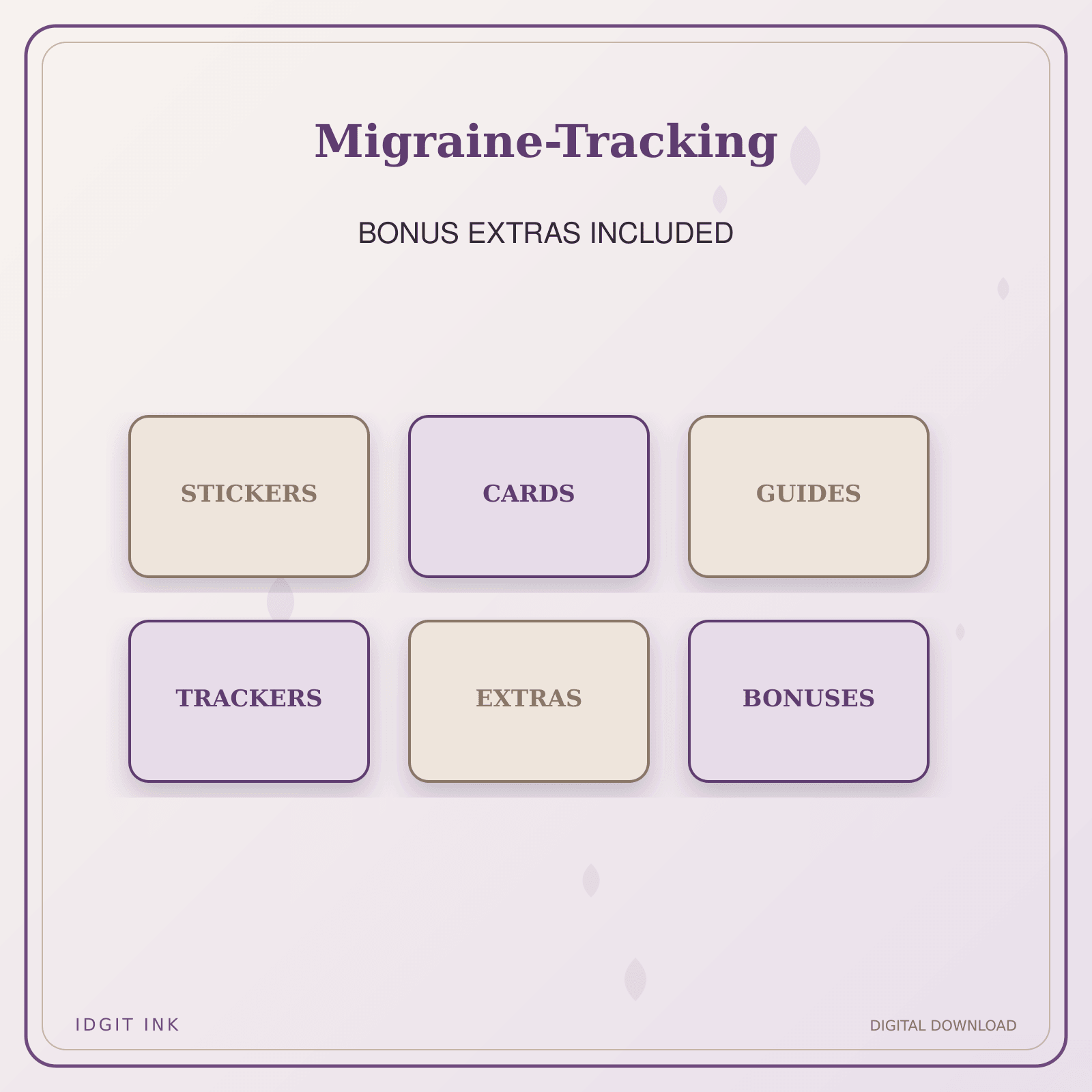 Idgit Ink Migraine-Tracking deluxe journal and planner bundle — included digital stickers and cards