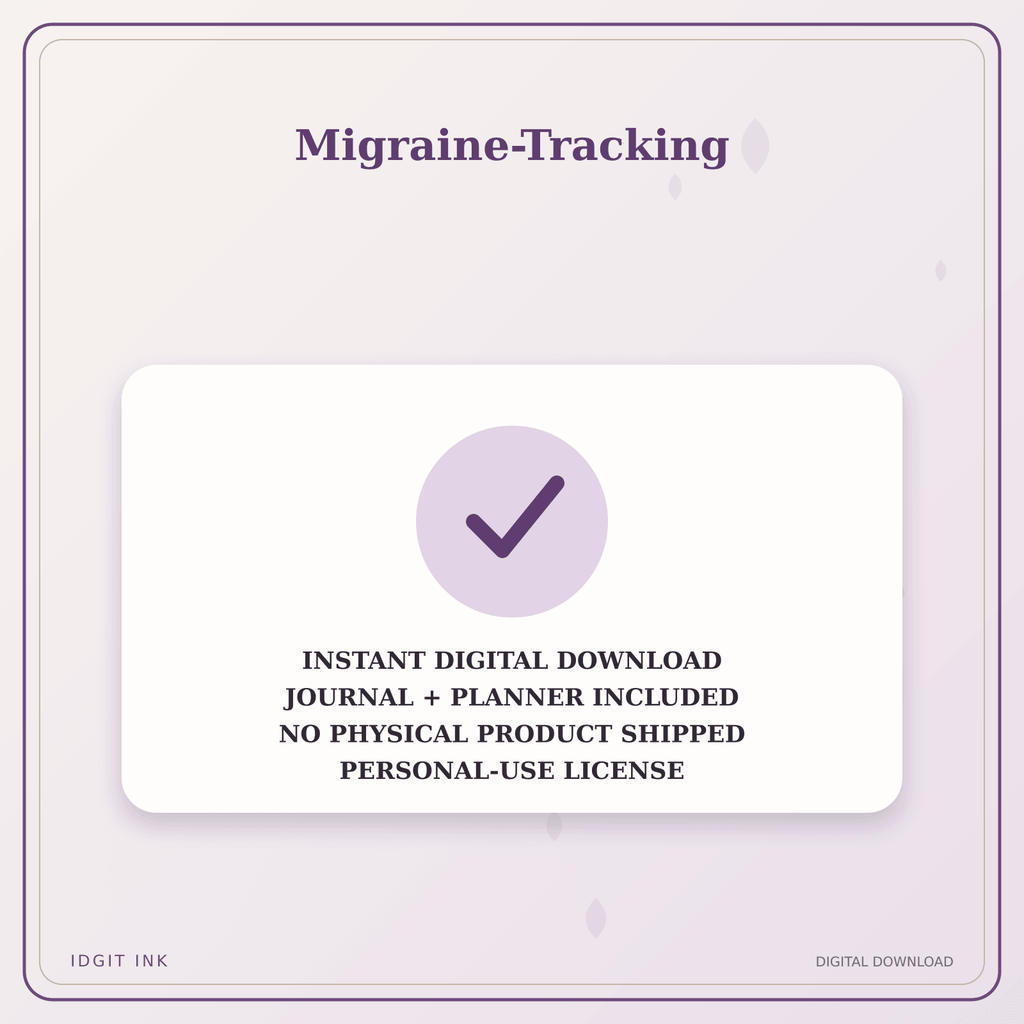 Idgit Ink Migraine-Tracking deluxe journal and planner bundle — instant download and no physical product notice