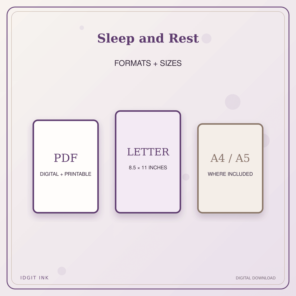 Idgit Ink Sleep and Rest deluxe journal and planner bundle — digital formats and available page sizes