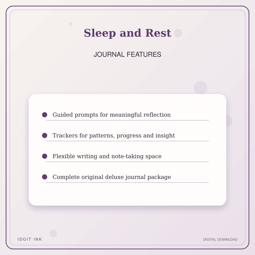 Idgit Ink Sleep and Rest deluxe journal and planner bundle — journal prompts and reflection features