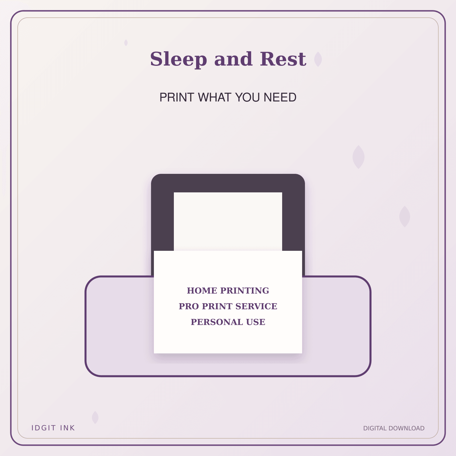 Idgit Ink Sleep and Rest deluxe journal and planner bundle — home and professional printing information