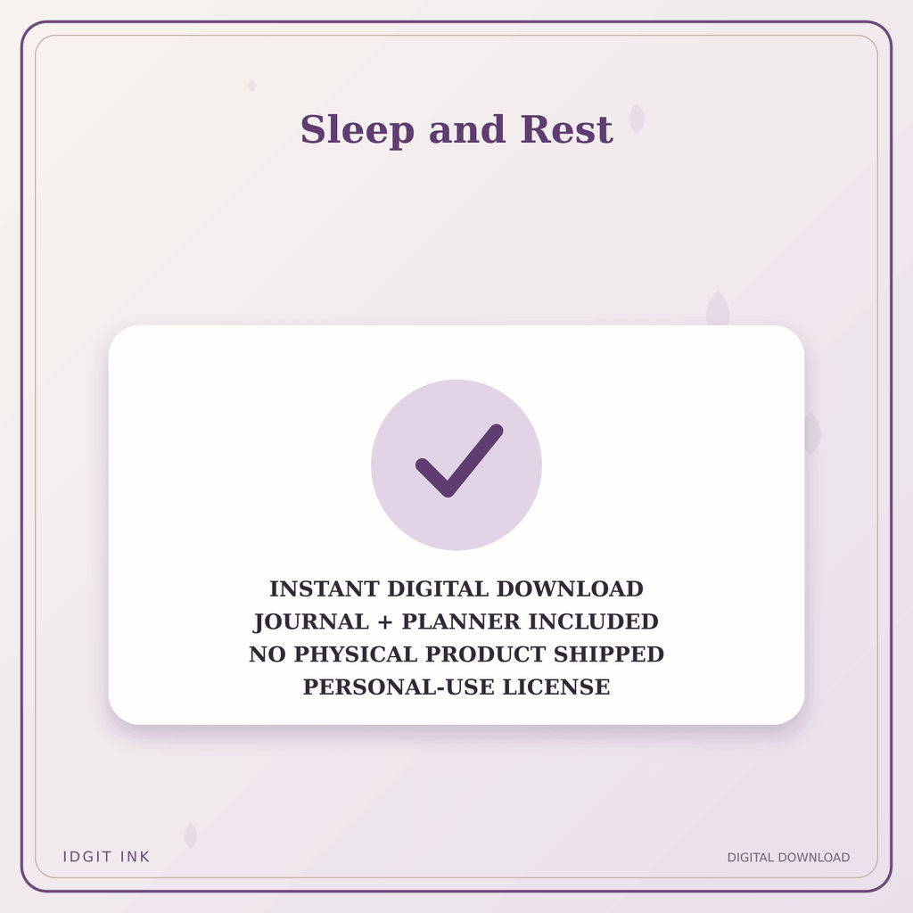Idgit Ink Sleep and Rest deluxe journal and planner bundle — instant download and no physical product notice