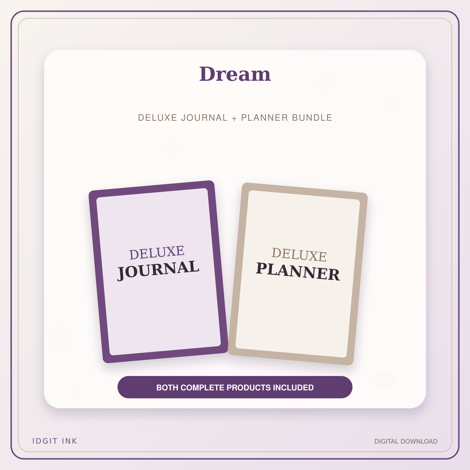 Idgit Ink Dream deluxe journal and planner bundle — primary bundle cover showing both deluxe products