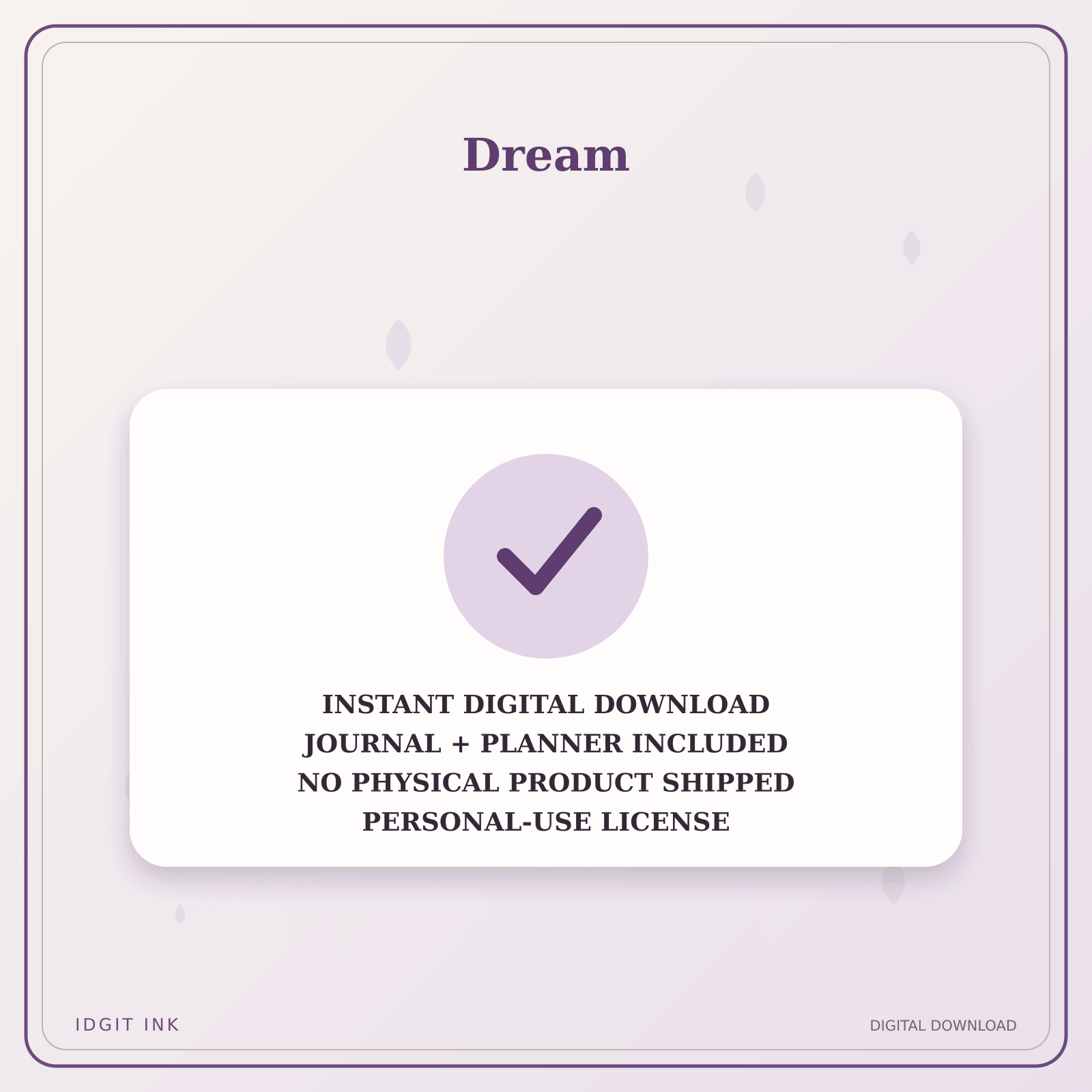 Idgit Ink Dream deluxe journal and planner bundle — instant download and no physical product notice