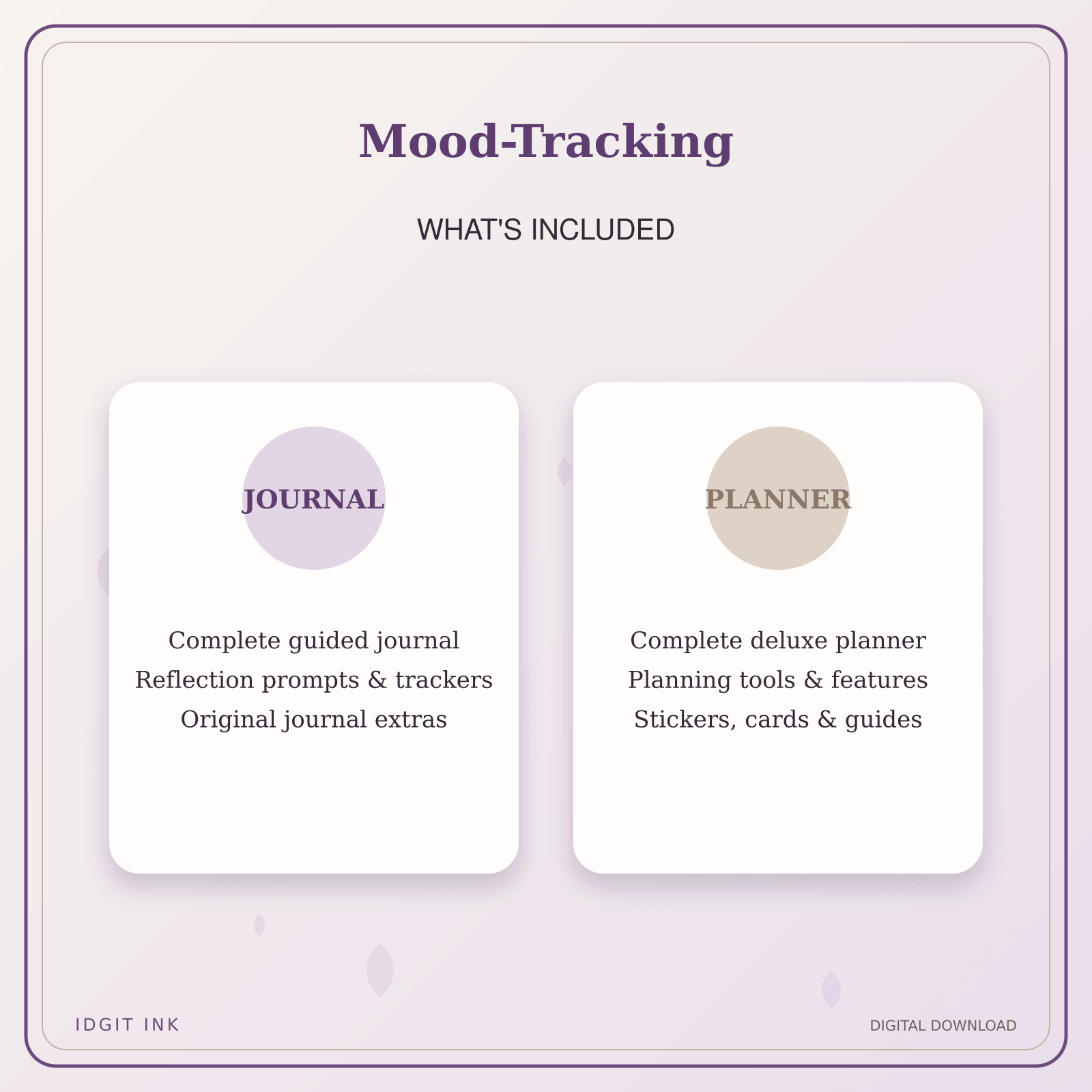 Idgit Ink Mood-Tracking deluxe journal and planner bundle — complete journal and planner bundle contents