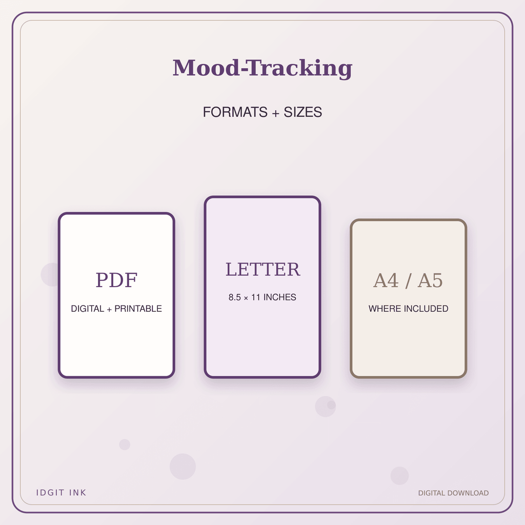 Idgit Ink Mood-Tracking deluxe journal and planner bundle — digital formats and available page sizes