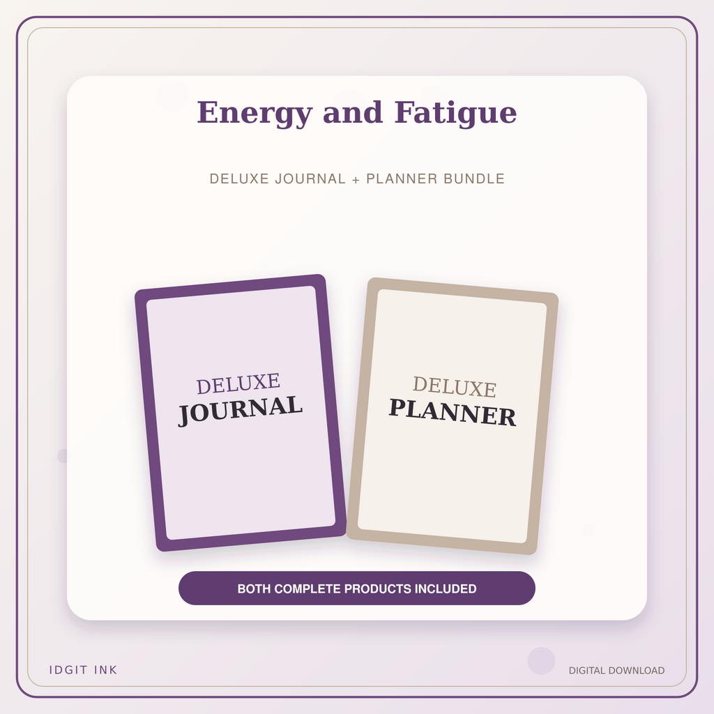 Idgit Ink Energy and Fatigue deluxe journal and planner bundle — primary bundle cover showing both deluxe products