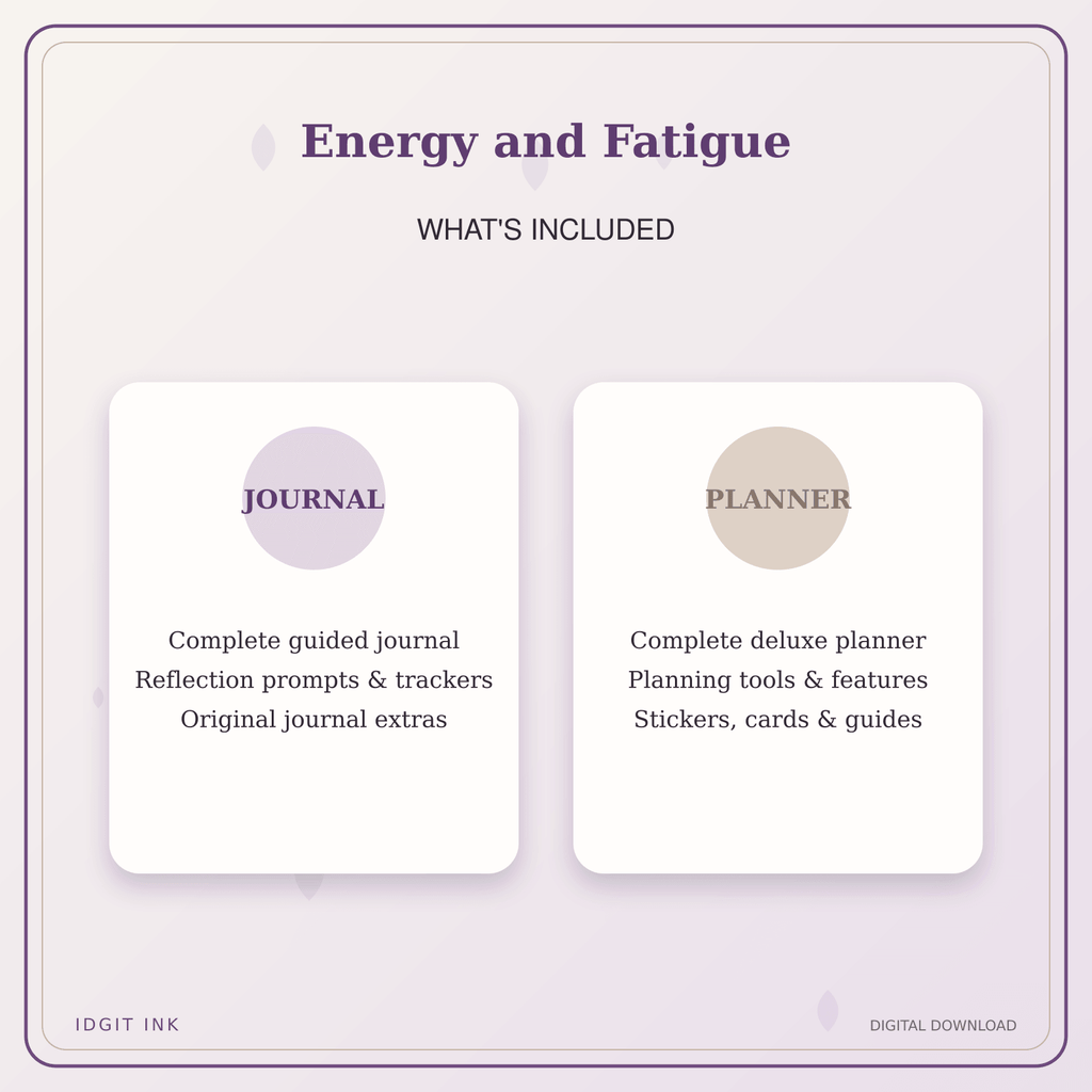 Idgit Ink Energy and Fatigue deluxe journal and planner bundle — complete journal and planner bundle contents