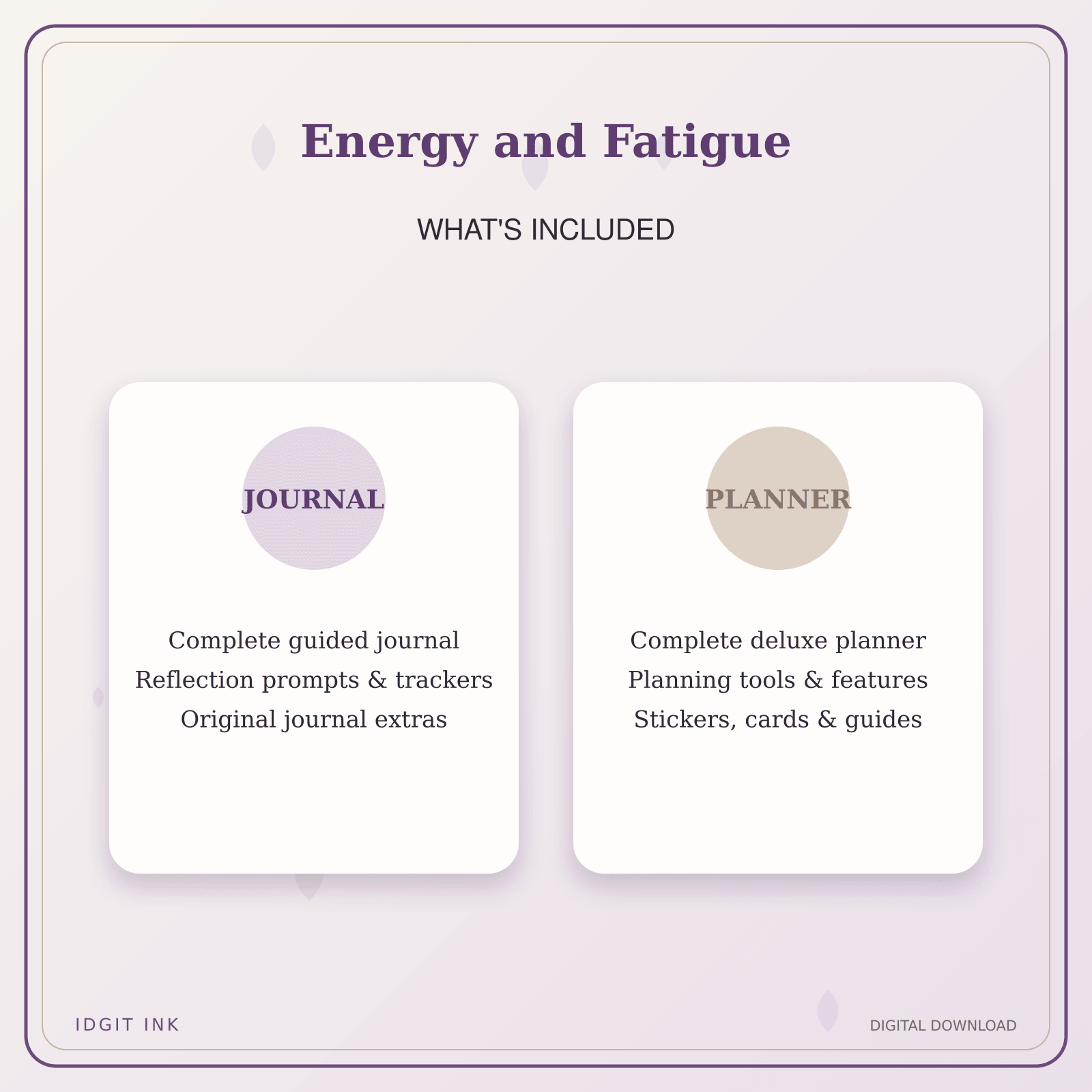 Idgit Ink Energy and Fatigue deluxe journal and planner bundle — complete journal and planner bundle contents