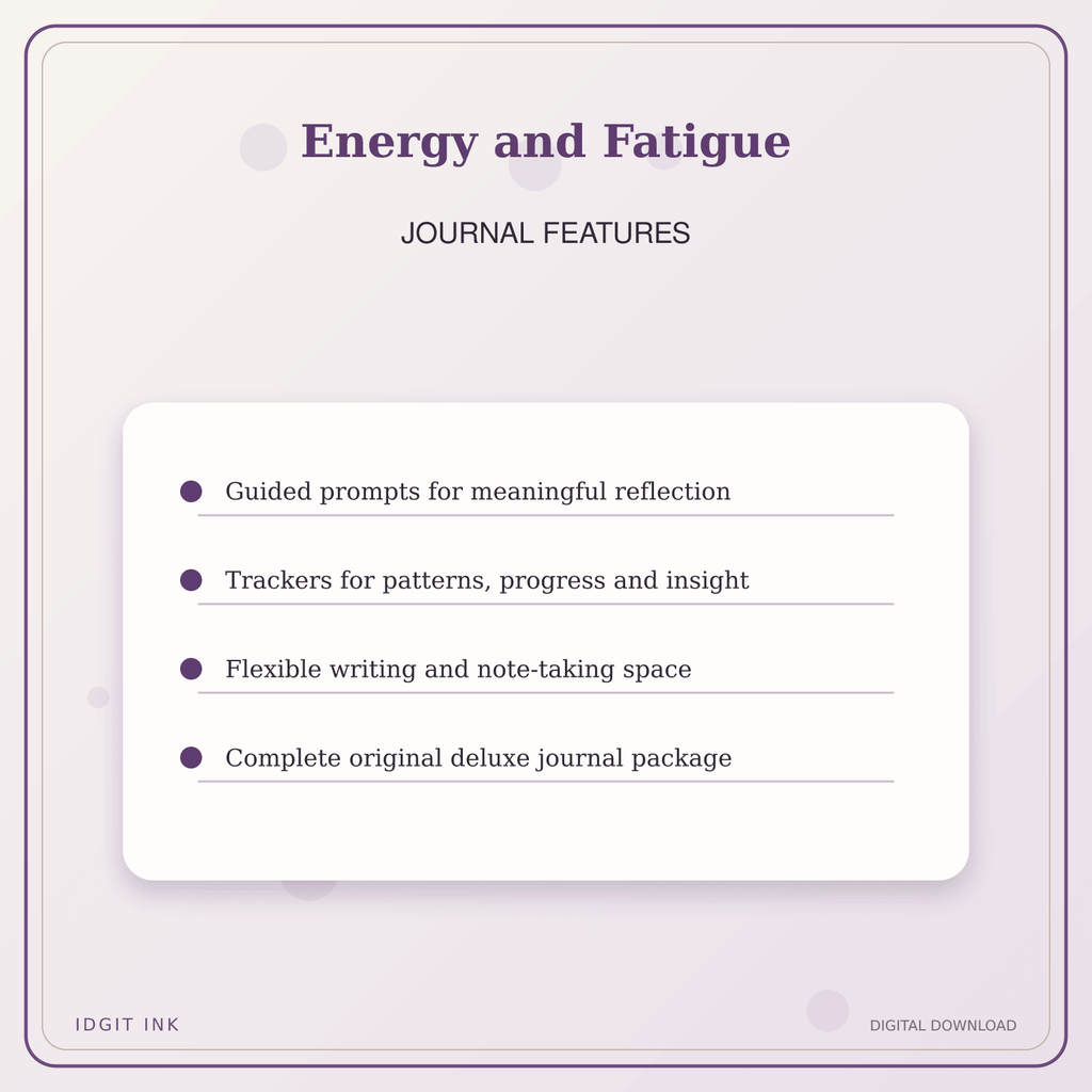 Idgit Ink Energy and Fatigue deluxe journal and planner bundle — journal prompts and reflection features