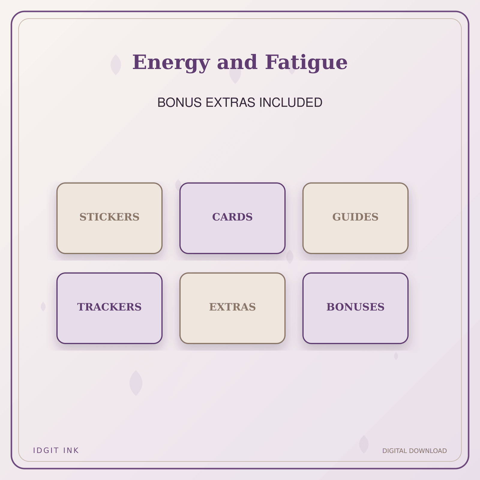 Idgit Ink Energy and Fatigue deluxe journal and planner bundle — included digital stickers and cards