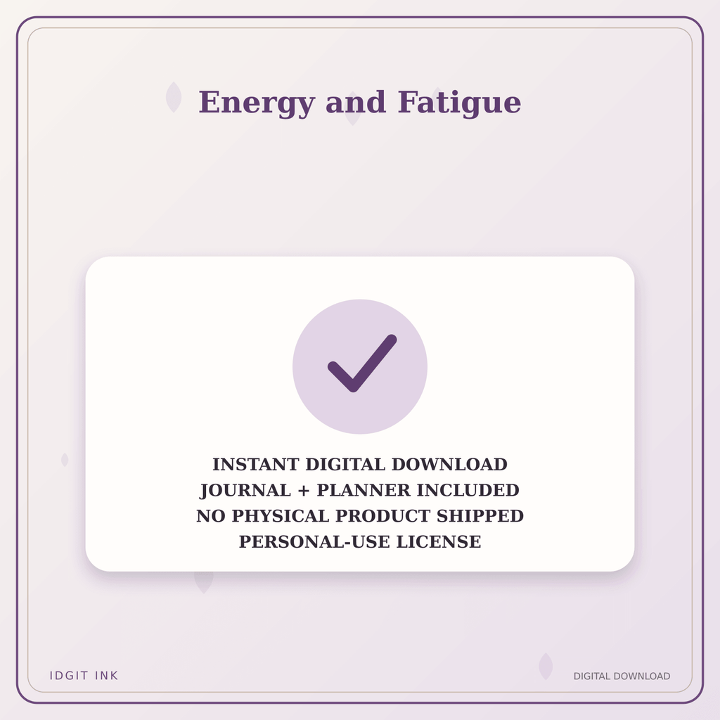 Idgit Ink Energy and Fatigue deluxe journal and planner bundle — instant download and no physical product notice