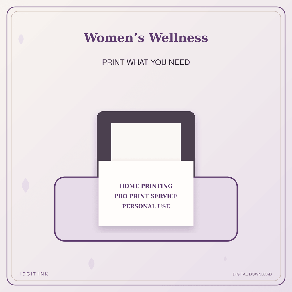 Idgit Ink Women’s Wellness deluxe journal and planner bundle — home and professional printing information