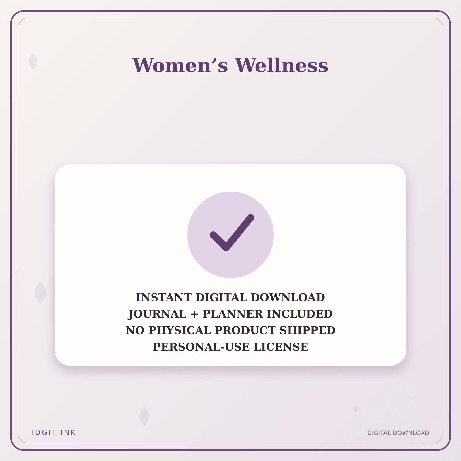 Idgit Ink Women’s Wellness deluxe journal and planner bundle — instant download and no physical product notice